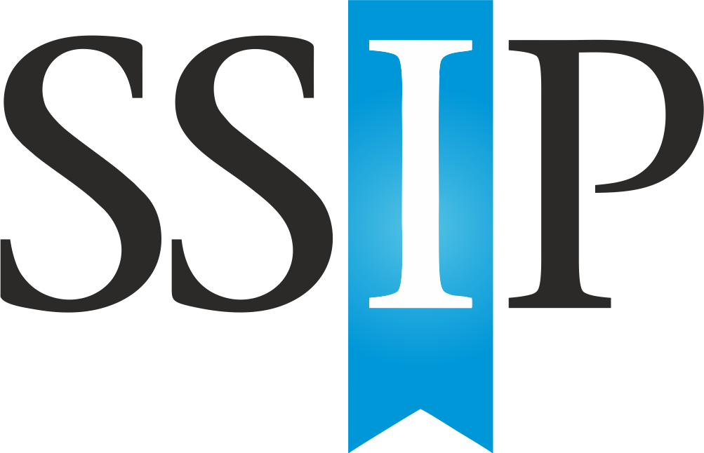 a blue ribbon logo with the word ssip on it
